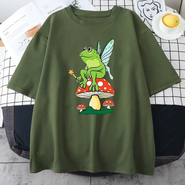 Cottagecore Estetik Svamp Dark Academia Groda Ny Herr T-shirts Hip Hop Sweat T-shirt Sommartoppar Bomull Oversize Herrkläder