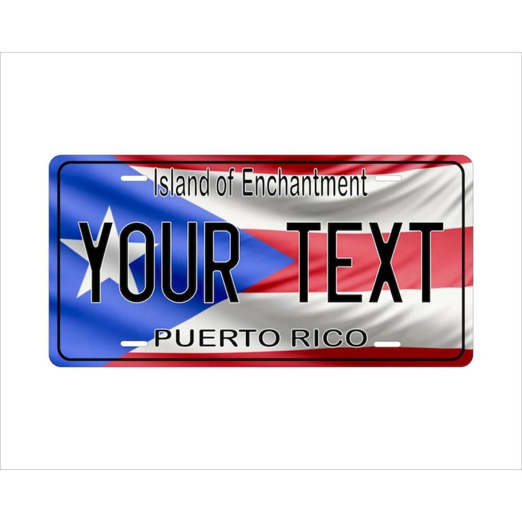 Personalized Puerto Rico Flag Waving Metal License Plate Car Home Decor