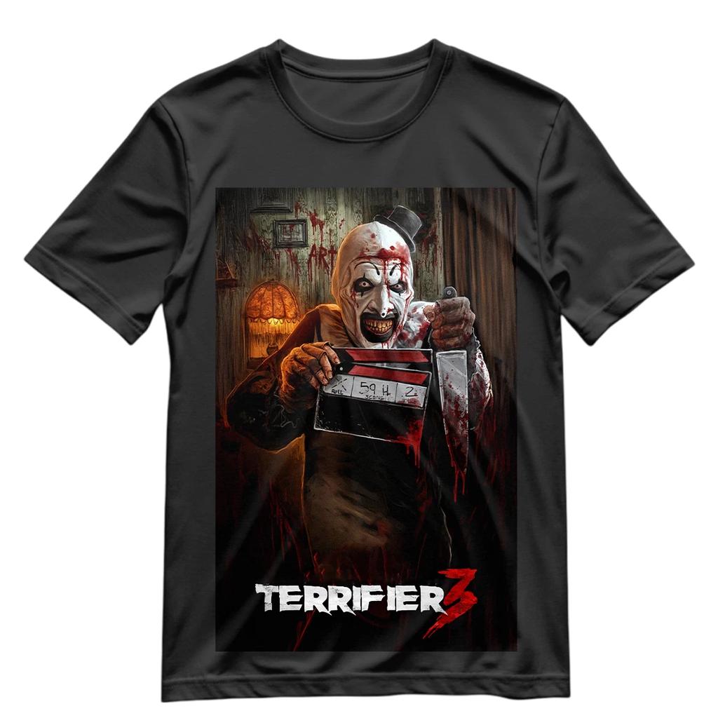 Art The clown T Shirt Terrifier 3 Action Graphic Shirt S-XXXL Terrifier Fan Gift