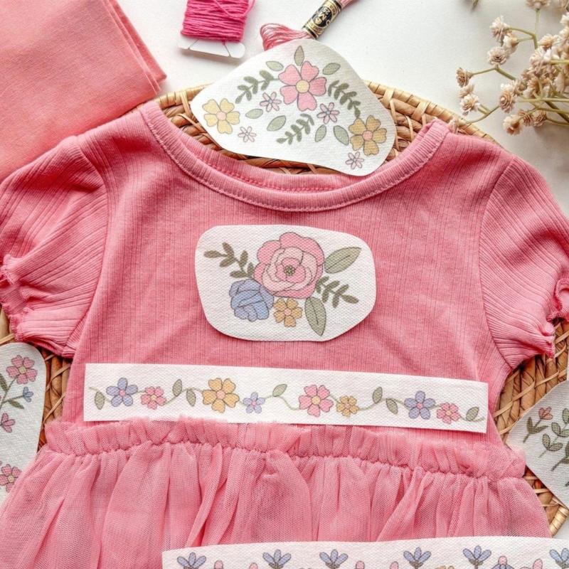 Florals Embroidery Paper Stencil for Craft Simple Designs Ideal for Adults and Kids