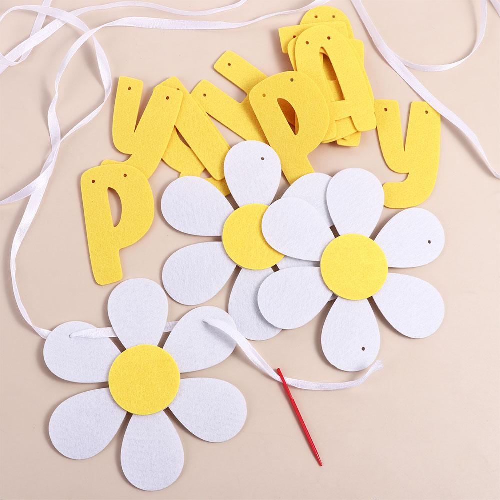 White Flower For Home Decor Boys Photo Decoration Girl Daisy Banner Banner Party Flag Hanging Flag