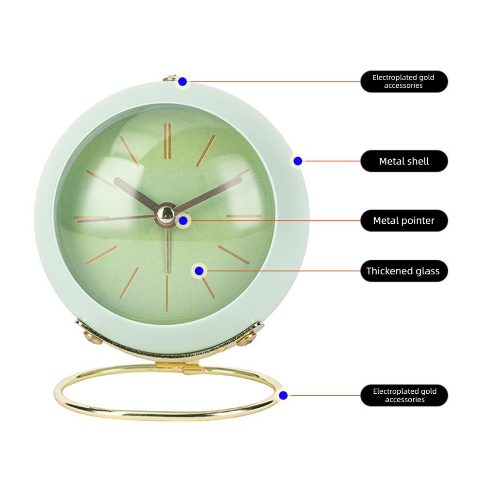 Silents Alarm Clock Loud Bell Alarm Clocks Classic Simple Small Table Clock with Night Light for Kids Bedside Bedroom