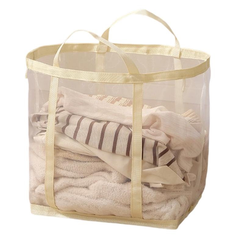 Foldable Large Capacity Clothes Storage Basket with Breathable Nylon Meshes for Home Organization Space Saving and Odor Prevention Ideal for Families