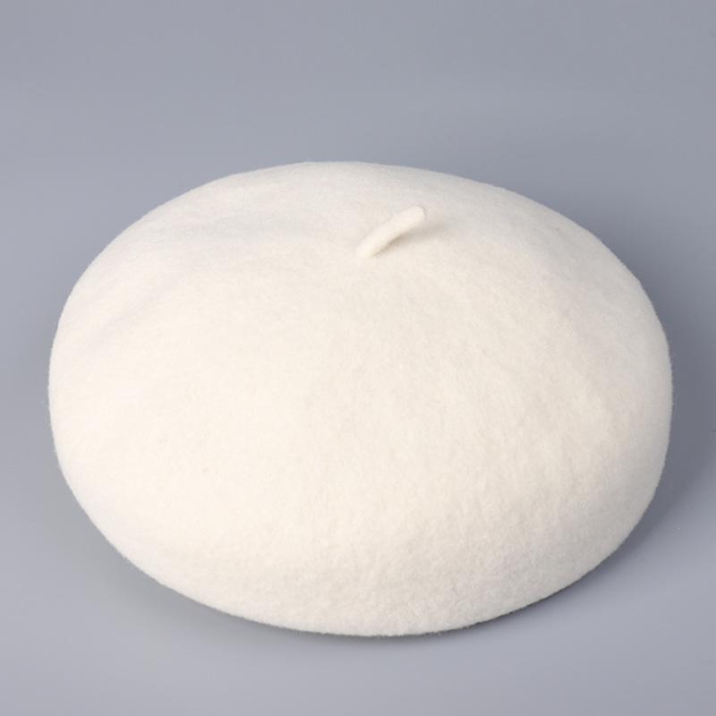 Winter Warm High Quality Australian Wool Roll Edge Beret Cap Women'S Winter Elegant Dome Solid Color Wool Painter Hat