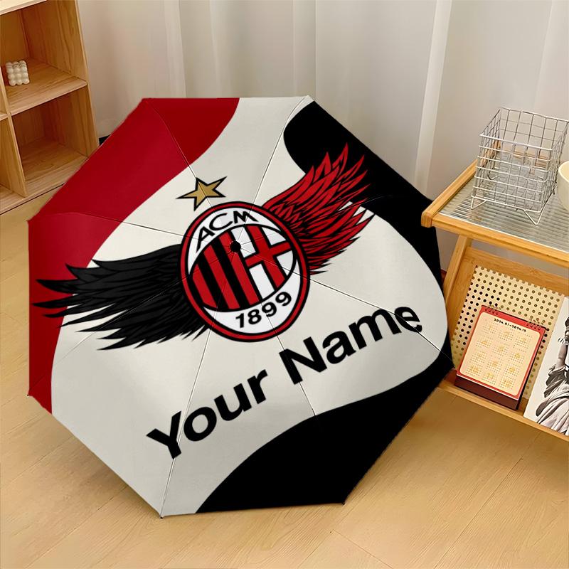 AC Milan Automatic 3‑Fold Umbrella 8‑Rib Windproof Folding Umbrella Sun Rain Protection For Outdoor Travel Daily Use