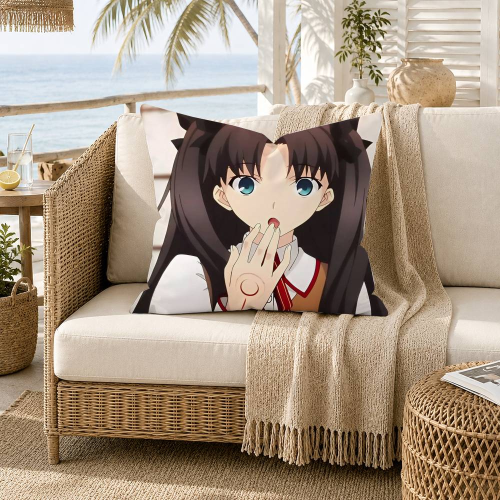 Tohsaka Rin Anime Girl Fate Stay Night Pillow Case for Sofa Living Room Home office Decor Protective Cover