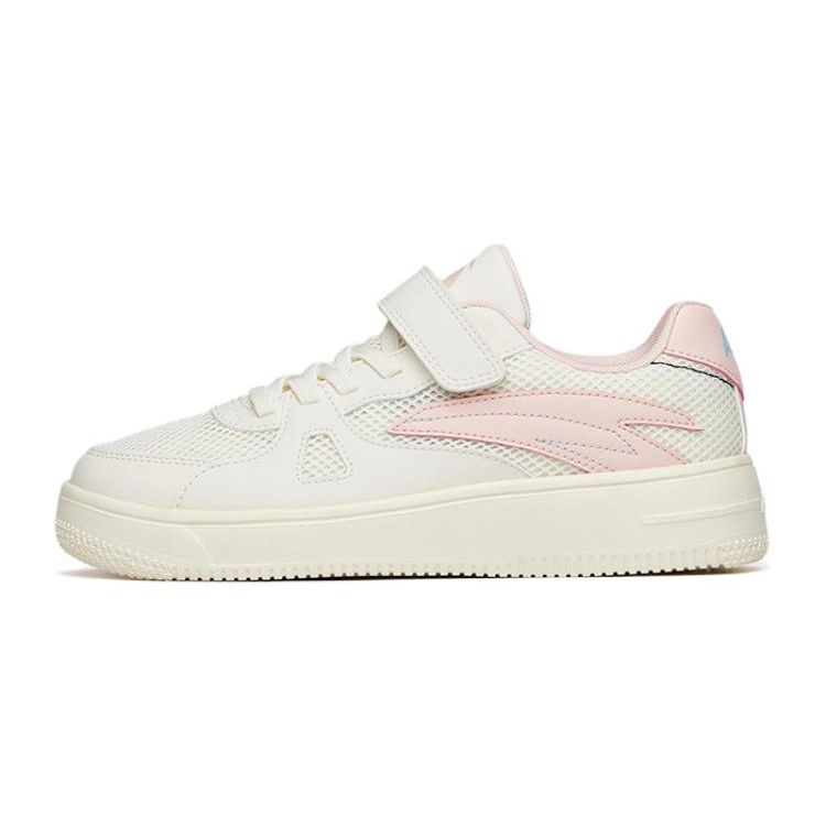 Anta Youth Mesh Velcro Durable Low-Top Kids Skate Shoes Kids sneaker White Pink A332118000C-8 33