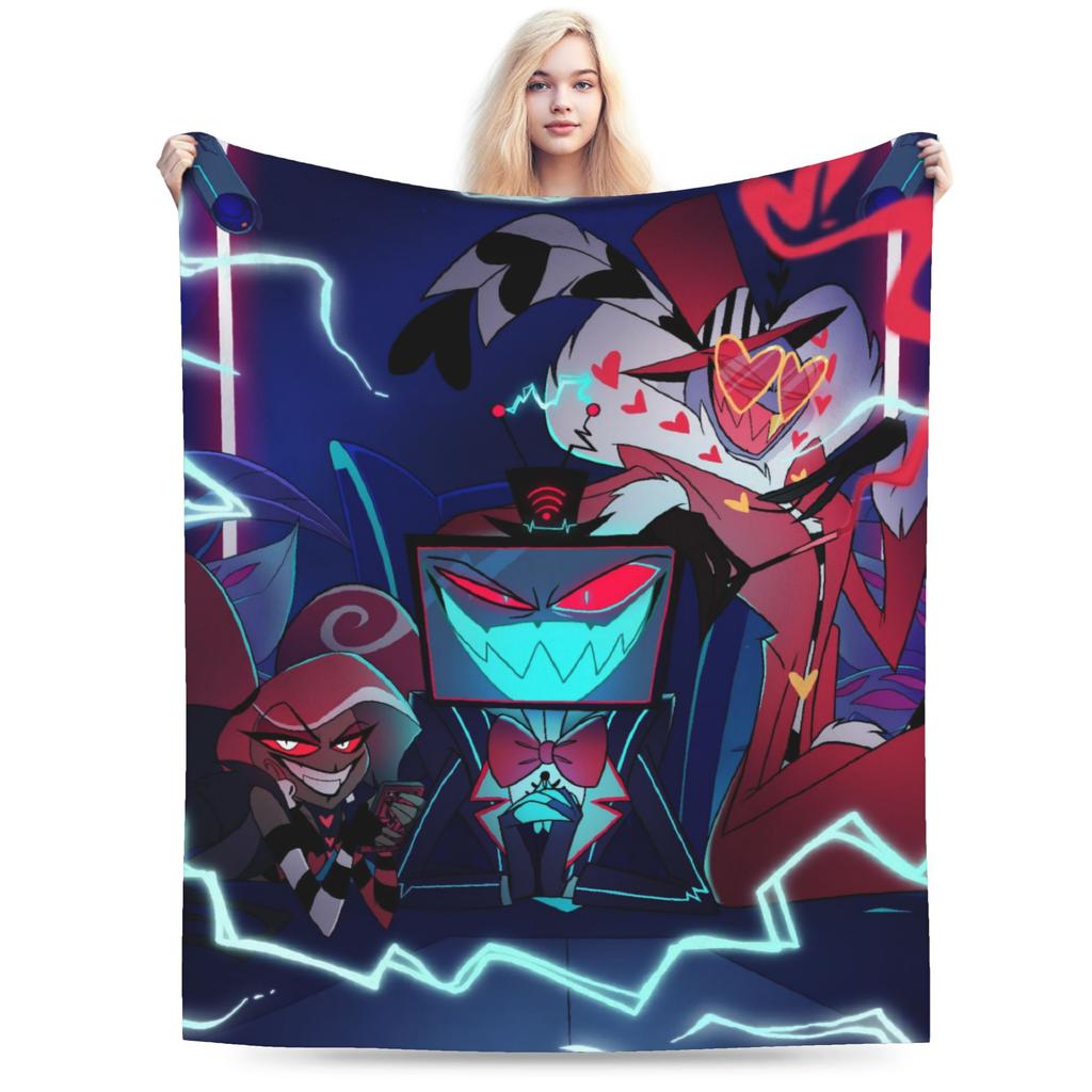 Cartoon Hazbins Hotels Blanket Flannel Spring Autumn  Portable Soft Throw Blankets for Home Office Bedding Throws