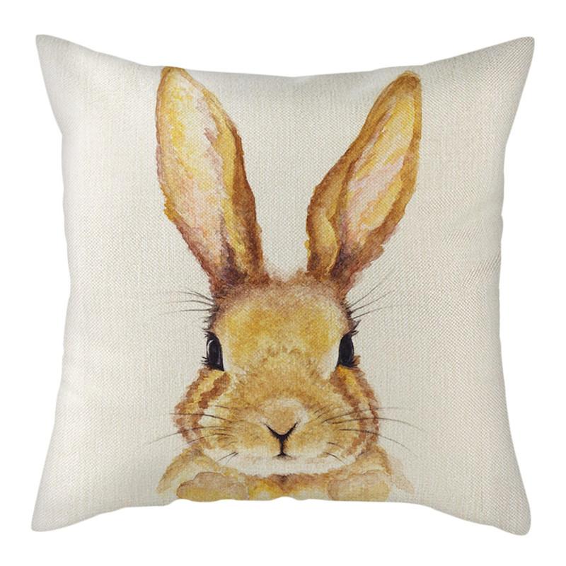 Husă de pernă din in bej Husă de pernă cu model iepure gri pentru scaun de acasă canapea și fete de pernă decorative pentru mașină 45x45cm