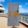 Italian Summer Vibes Beach Towel Microfiber Ciao Lemon Print Blue & White Striped for Coastal Vacation Amalfi Coast Aesthetic