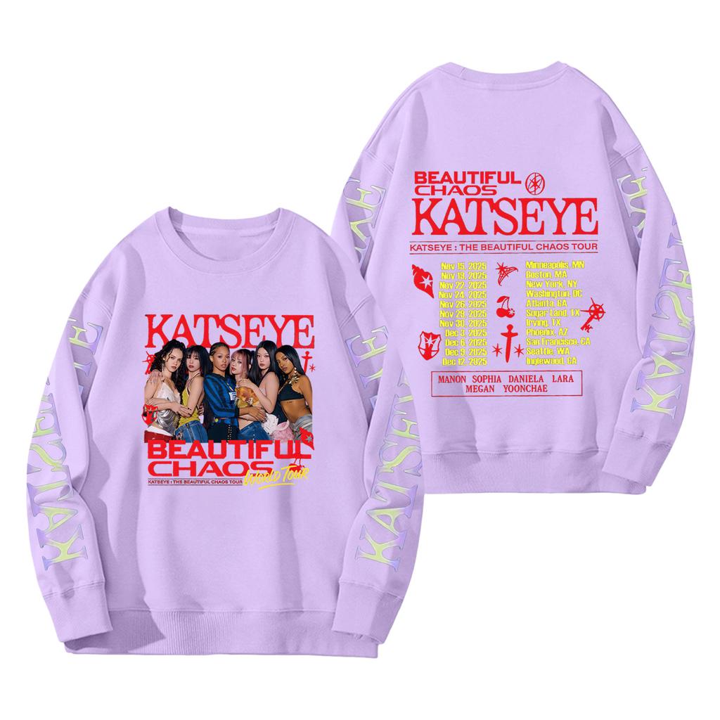 Damenmode Langarm Print Rundhals Lockerer Pullover Sweater Top