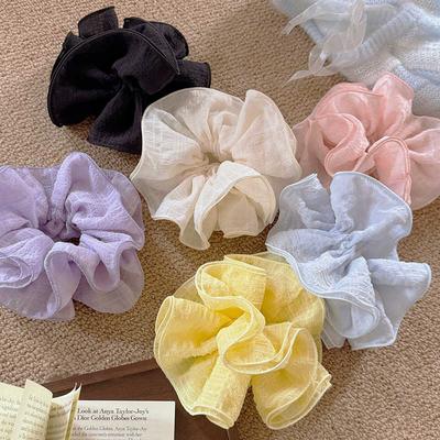 Soft Yarn Large Scrunchies Double Layers Hair Rope Summer Colorful Elastic Hair Band Ponytail Holder Rubber Bands Women Hair Acc