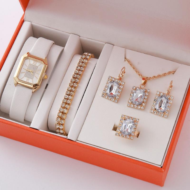 New Square Roman Watch Gem Bracelet Set Square Belt Watch Square Gem Bracelet Set