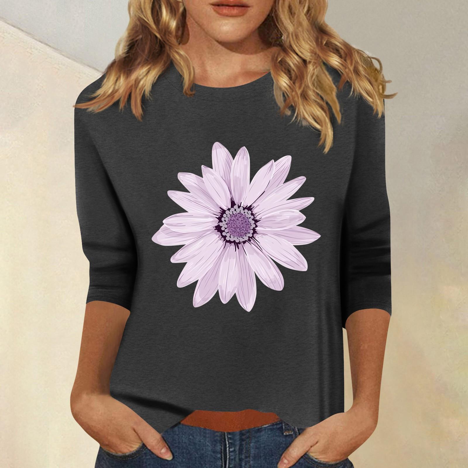 

Жіночий модний повсякденний топ із сімома рукавами та круглим вирізом L