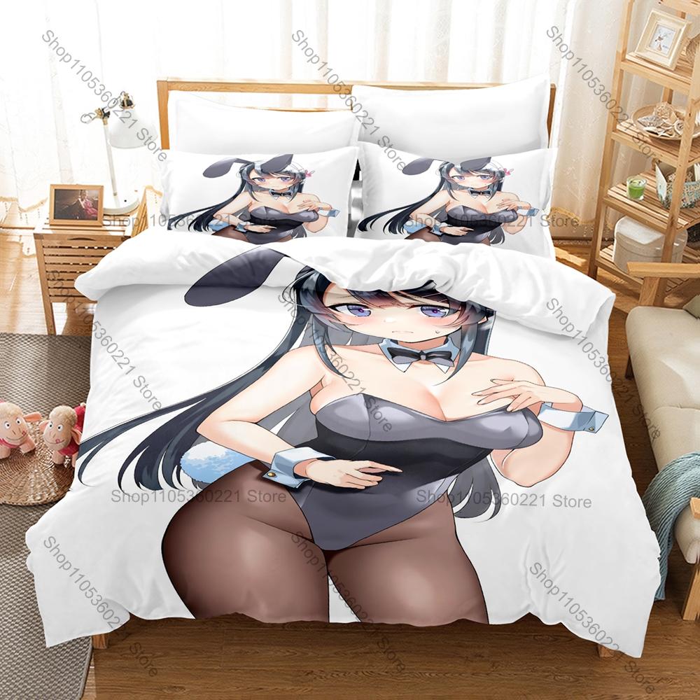 3 In 1 Sakurajima Mai Themed Bedding Set Cute Actress Design Breathable Fabric Bedroom Gift Print Stylish Home Decor