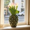 3D Printed Red Gold Flower Vase Sculptural Wave Geometric Textured Decorative Ripple Vase Modern Boho Home Decor for Coffee Table Shelf Entryway