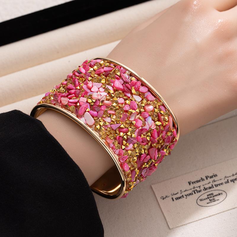 Bohemian Ethnic Wind Beach Bracelet Rhinestone Natural Stone Opening Nightclub Bracelet