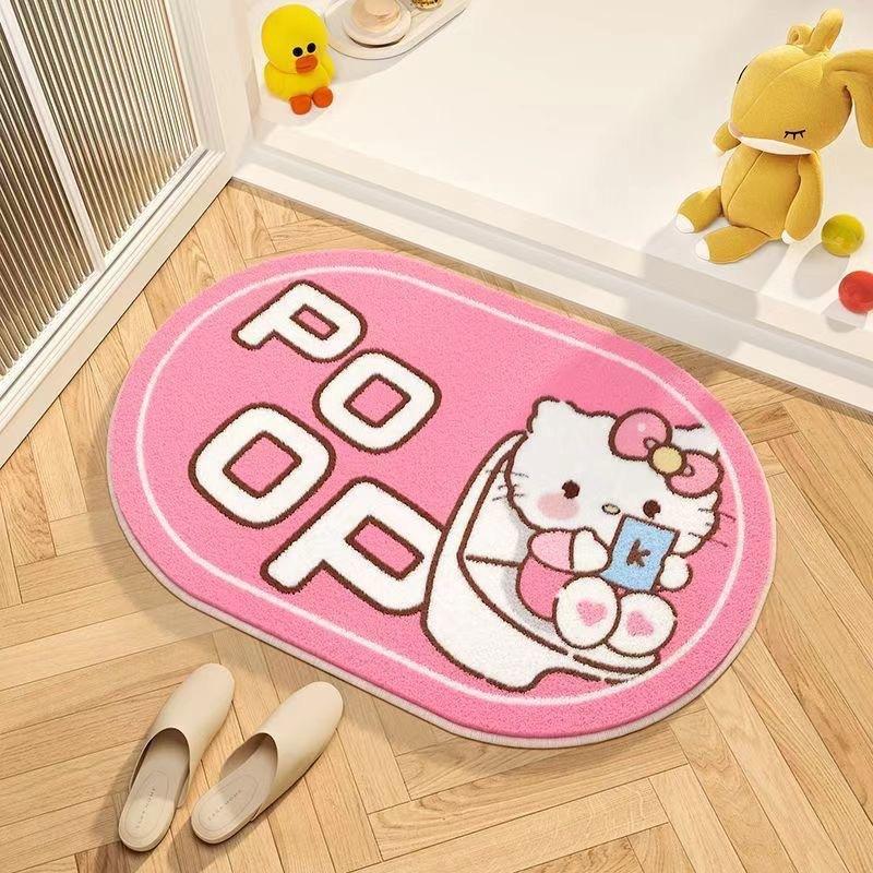 Cartoon Cute Cashmere Floor Mat Toilet Entrance Door Water Absorption Anti Slip Wear Resistant Carpet Household Bathroom Soft Foot Mat