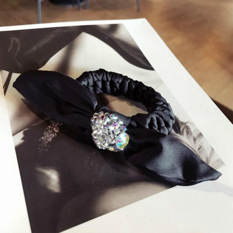Hair Accessories Rhinestone Super Flash Bow Rabbit Ears Hair Rope Women Hair Ring