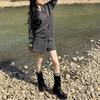 Strickwaren-Set im koreanischen Stil: Schlankmachender Revers-Strickjacke & A-Linien-Shorts