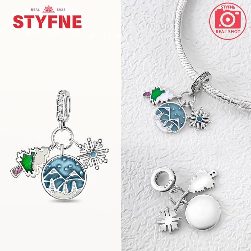 New Christmas Charmscopper Snowman Snowflake Charm Beads Fit Original Bracelets Diy Fine Jewelry Giftfor Women
