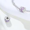 PANPOKI Copper Metal Elegant Purple Zircon Bead Components Authentic Original Pendant Bead Components Bracelet High Quality Fine Jewelry Charm Bead
