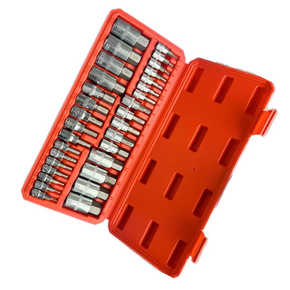 32pcs Hexagonal Bit Socket Set With 5/64-turn, 3/4-turn, And 2-turn 19mm Bit Sockets, Torque Wrench Adapters Hand Wrench Socket