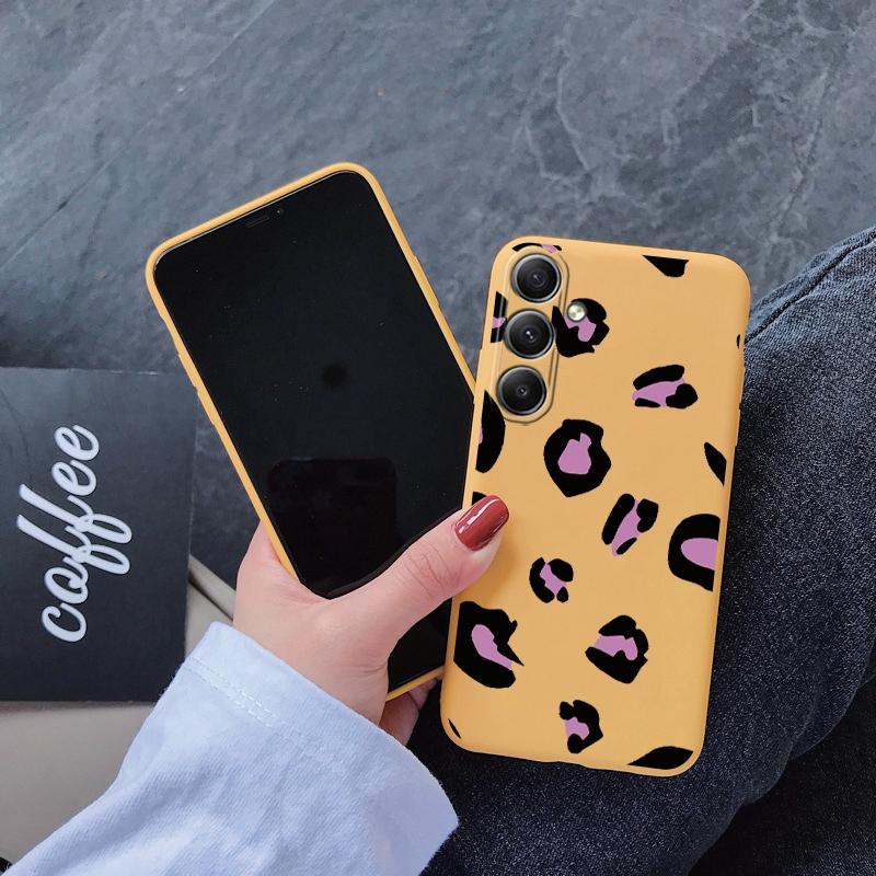 Leopard Yellow Soft Silicone Case For Xiaomi Redmi Note 13 Pro 13C Poco M6 Samsung A35 A55 A34 Huawei Honor Realme Camera Protective Shockproof Cover