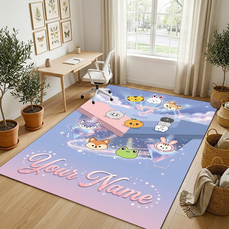 Personalized Crystal Velvet Carpet,SEVENTEEN Custom Printed Name, Plush Area Rug For Home Indoor Decor