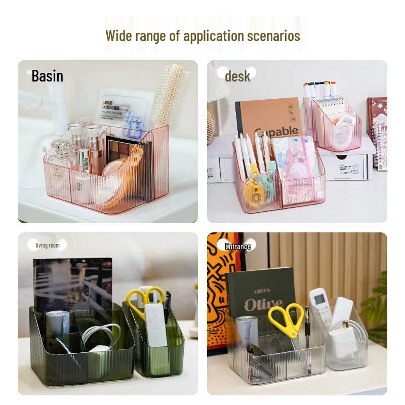 Benutzerdefinierter Desktop-Organizer mit transparenten Fächern für Kosmetik: Lippenstift, Make-up-Pinsel, Hautpflege, Stiftehalter und Aufbewahrungsregal