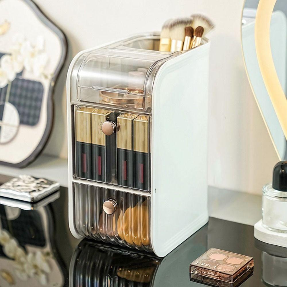Plastic Cosmetic Storage Box Space Saving Makeup Storage Container Stationery Storage Box  Desktop