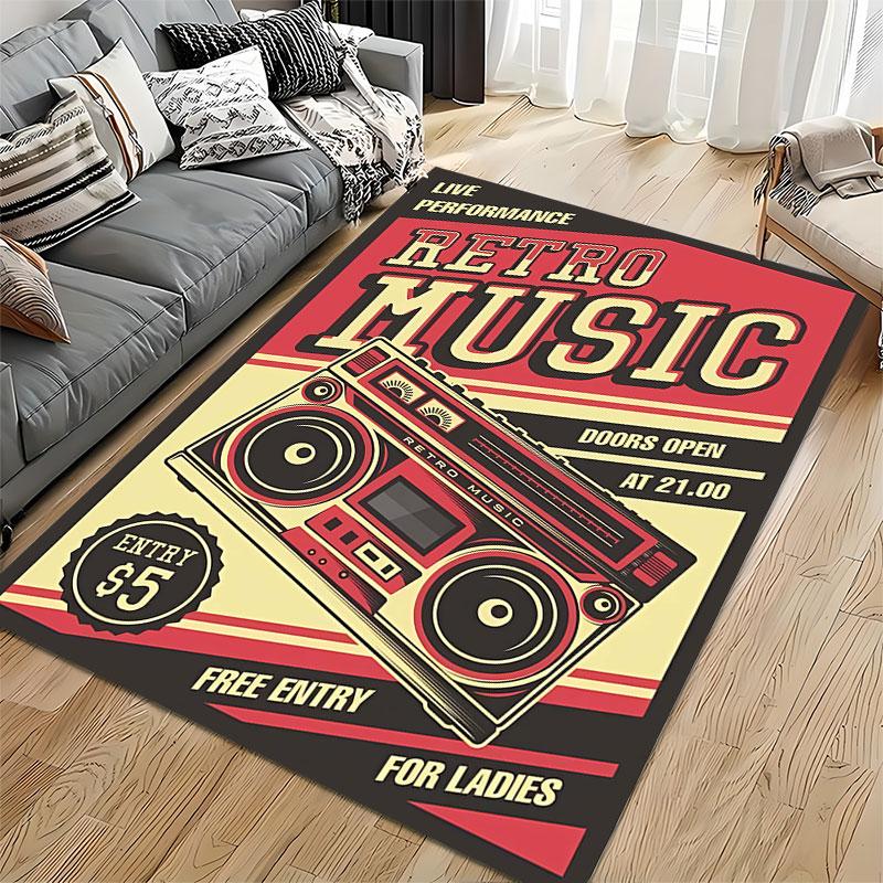 Retro Music Boombox Design Suitable As a Non-slip Mat for the Living Room or Bedroom Sofa