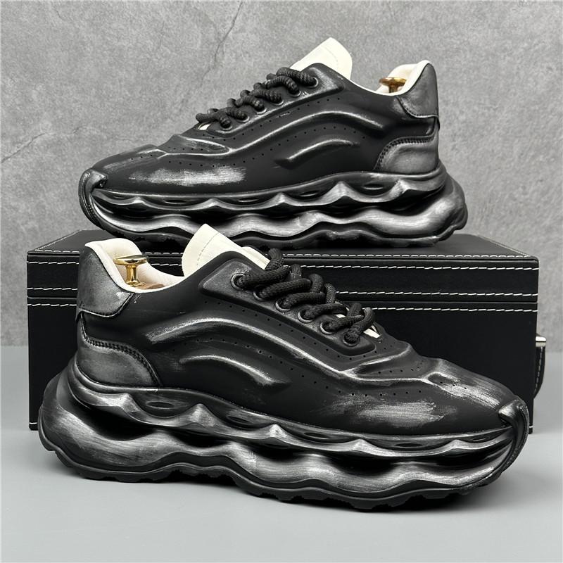 

Мужские кроссовки, модные белые повседневные спортивные туфли, мужские туфли на платформе со шнуровкой, легкие дышащие теннисные туфли Zapatillas Hombre 38 чёрный