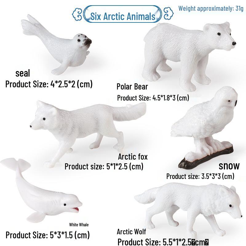 Realistic Arctic Animal Models Toys: Polar Bear, Beluga, Seal, Wolf, Snow Leopard, Penguin