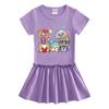 Sommerliches Koreanisches Cartoon-Mädchen-Kurzarmkleid mit gefaltetem Rüschenrock