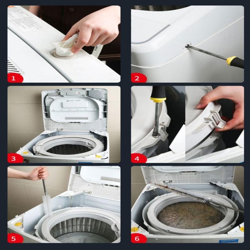 Extended Handle Washing Machine Cleaning Brush with Stainless Steel Rod for Dryer Vents and Exhaust Port