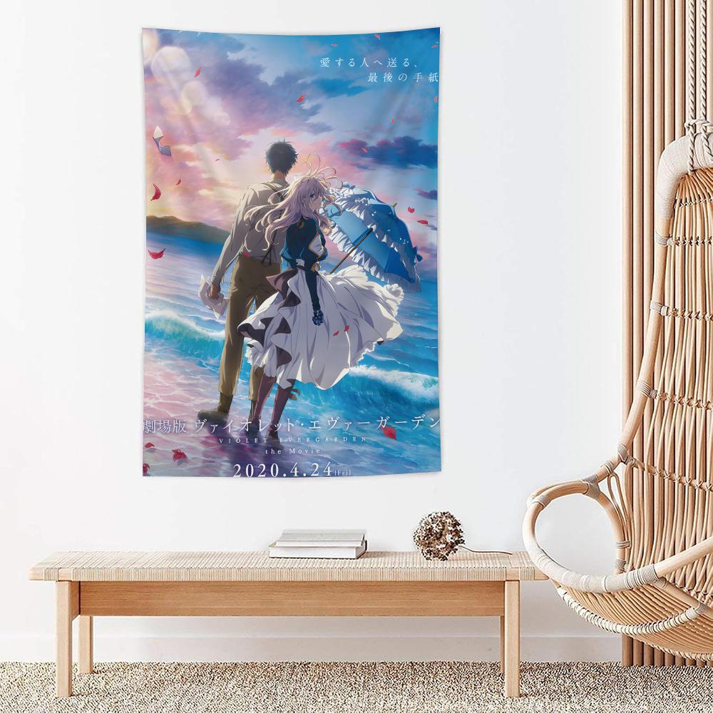 Anime VViolet Evergarden Tapestry Microfiber Wall Hanging For Bedroom Living Room Decor Outdoor Festival Garden Bar Background