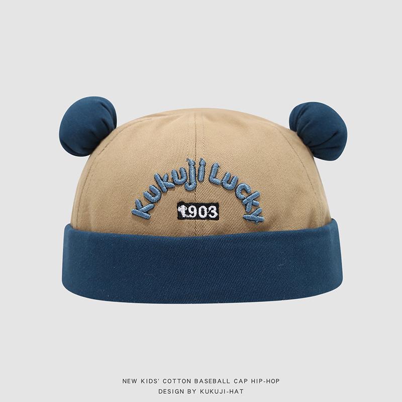 Korean Style Kids' Embroidered Letter Melon Hat – Cute Spring & Autumn Design for Boys & Girls