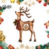 Retro Style Xmas Mantel Accents Rustic Christmas Reindeer Figurine, Resin Statue with Hanging Snowflake, Red Handcrafted Ornaments Scarf And