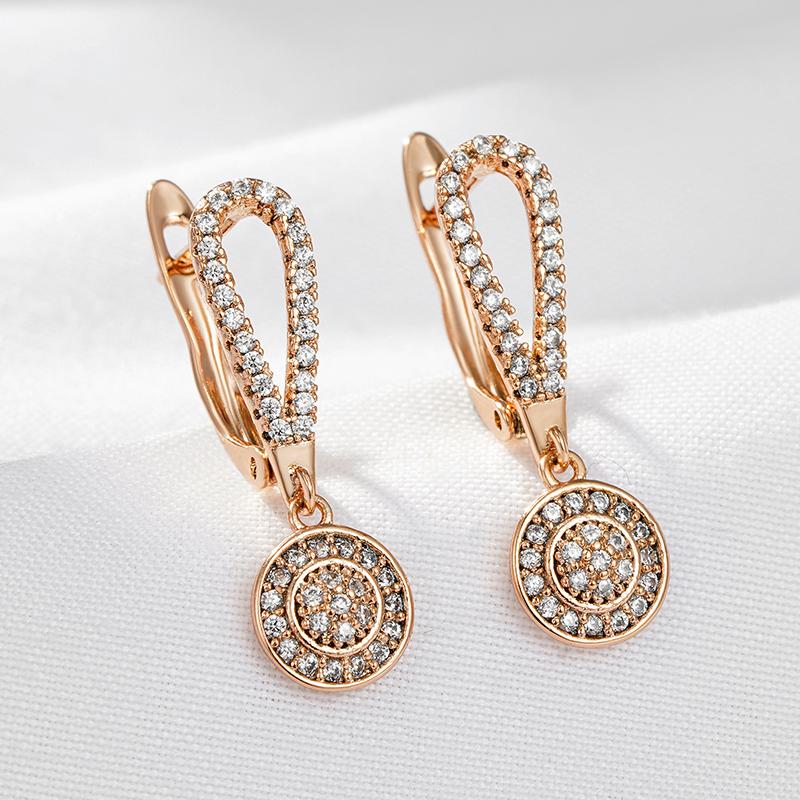 Trendy  Rose Gold Color Natural Zircon Earings Fashion Jewelry  Long Tassel Dangle Earrings Fine Daily Jewelry