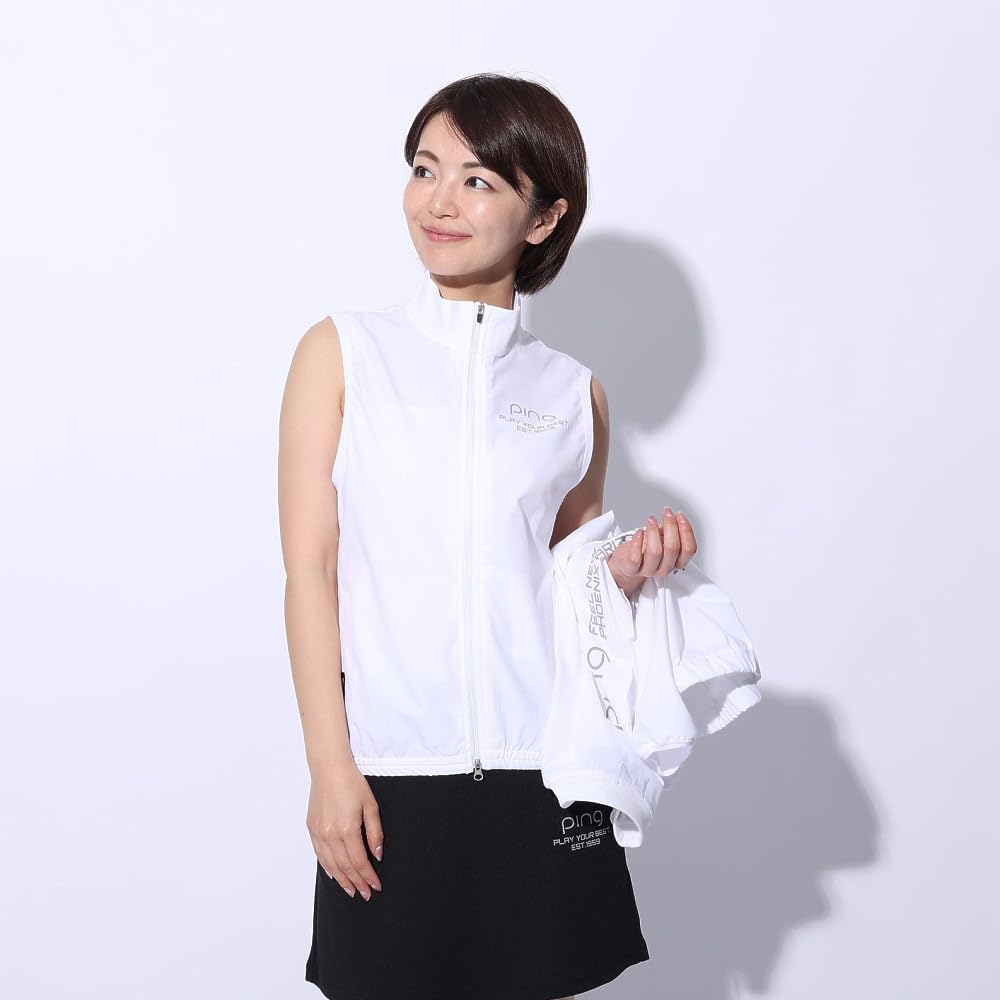 Blouson Removable Antibacterial and Golf Outerwear M [Pin Apparel] Women's 2-way Full-zip (with Sleeves, Deodorizing) / / 622-4120200 030_White