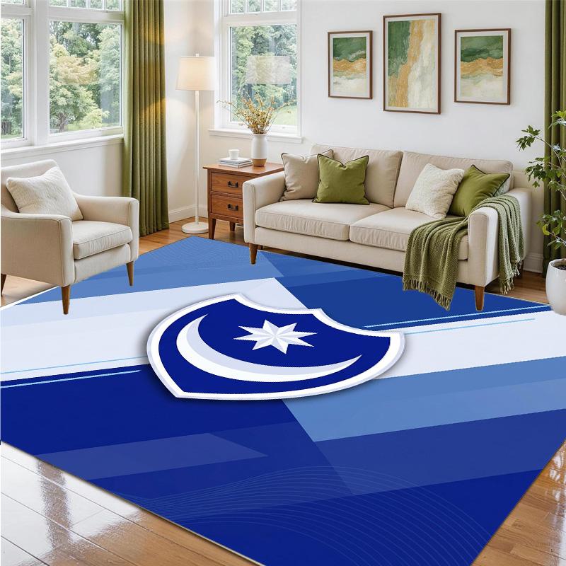 Portsmouth FC Design Crystal Velvet Rug Soft Decorative Mat for Bedroom Entrance