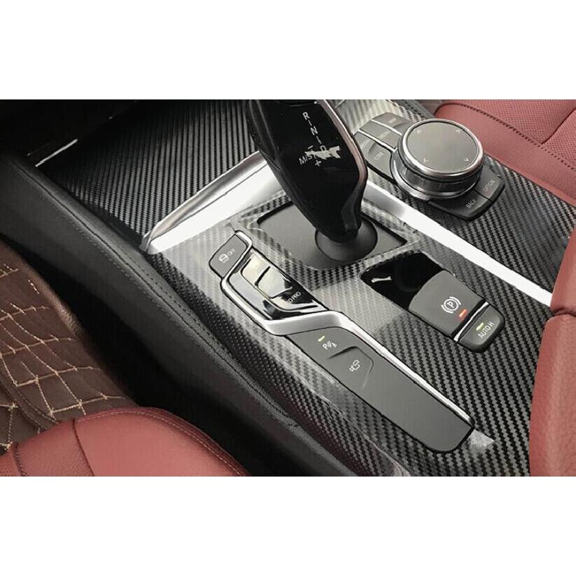 Console Gear Shift Panel Trim For BMW 5 Series G30 Carbon Fiber Sticker 2018-22