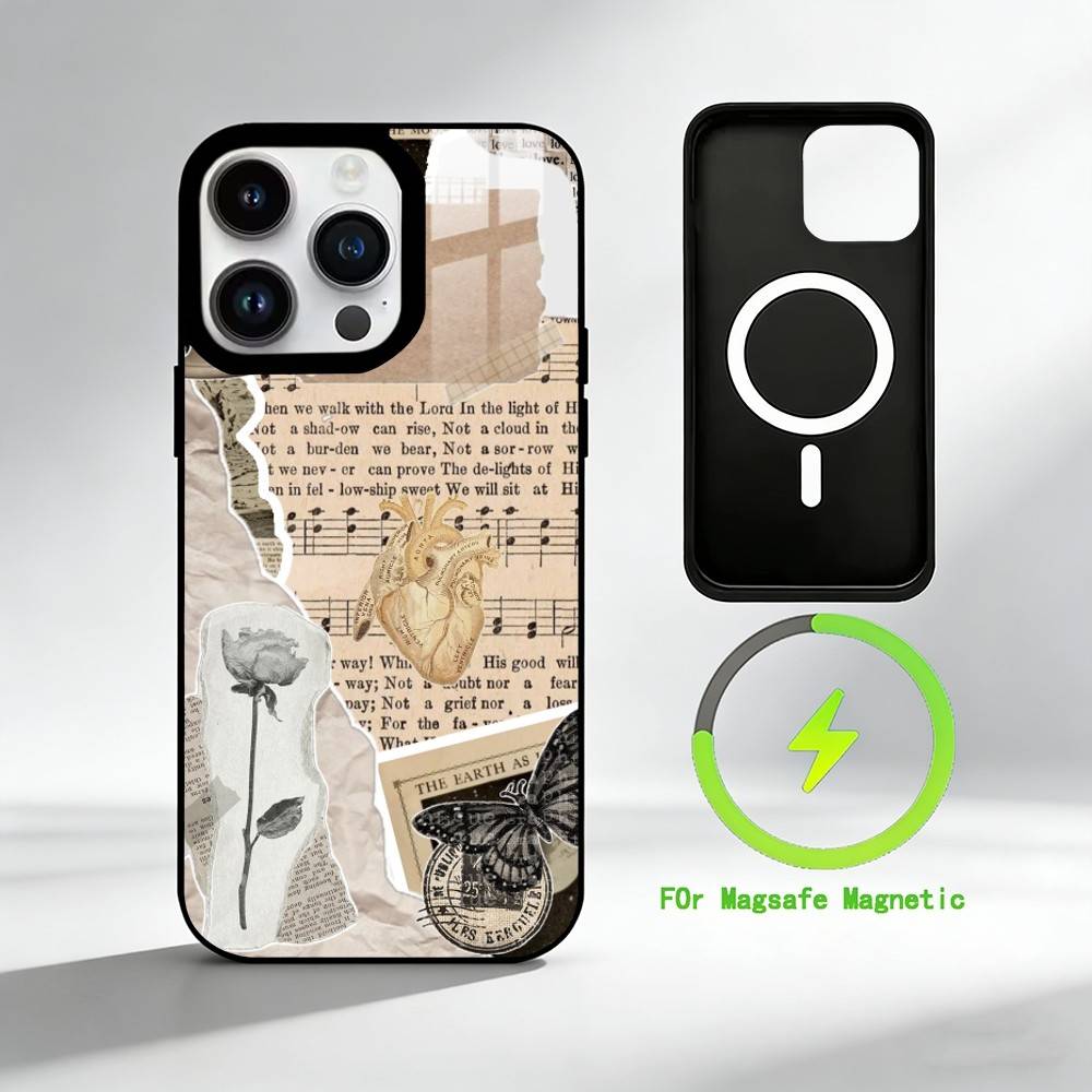 M-Mosaic Art Painting Phone Case For iPhone 17 16 15 14 13 12 Pro Max Plus for Mirror Wireless Magnetic Cover