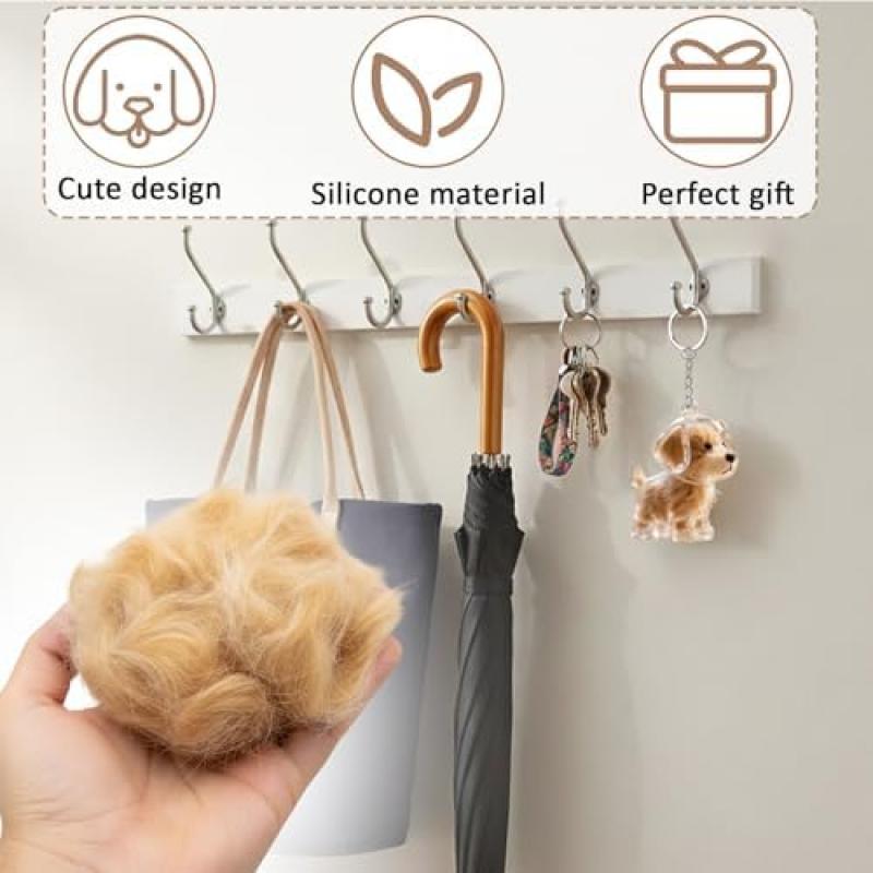Goldene Hundeformen Schlüsselanhänger für Hundeliebhaber, Hundehaar Schlüsselanhänger Set, Praktisch zum Sammeln von Hundehaaren, Robust und Langlebig