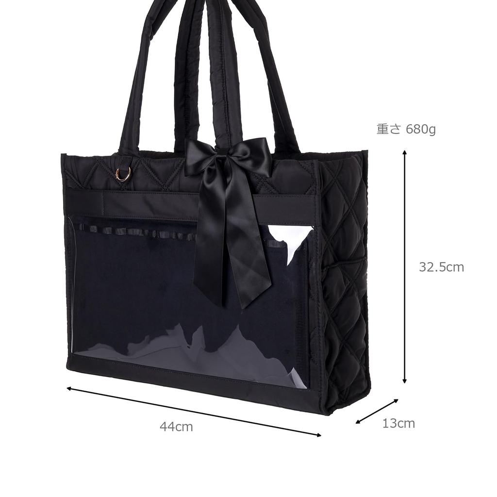 Osel 250020 Mineed by Tote Bag, Carry-on Compatible, 32.5 x 44 x 13cm, with Clear Pocket for Oshi (Oshi) Design, Available in 3 Colors (Black)