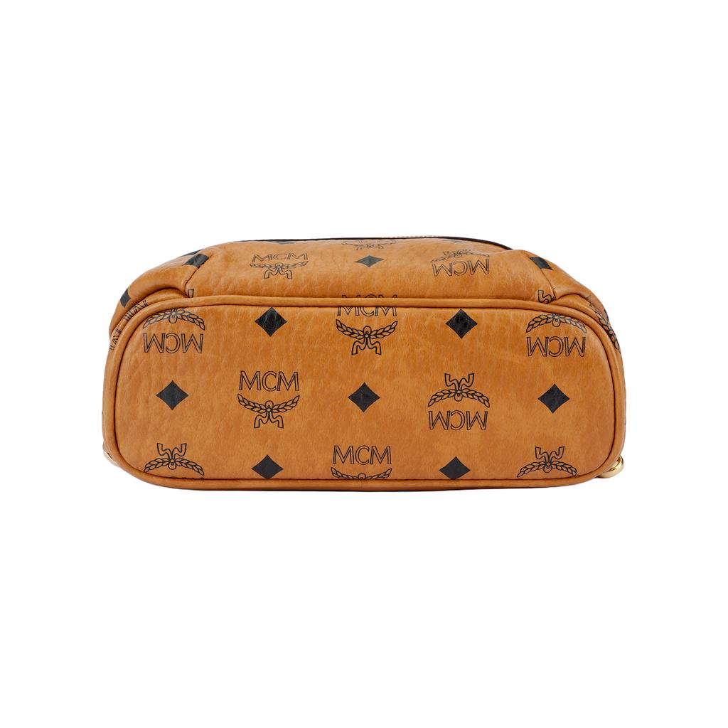 MCM Klassik Visetos Monogram Print Faux Leather Chest Bag Men bags Brown Cognac MMLBSKC01CO001