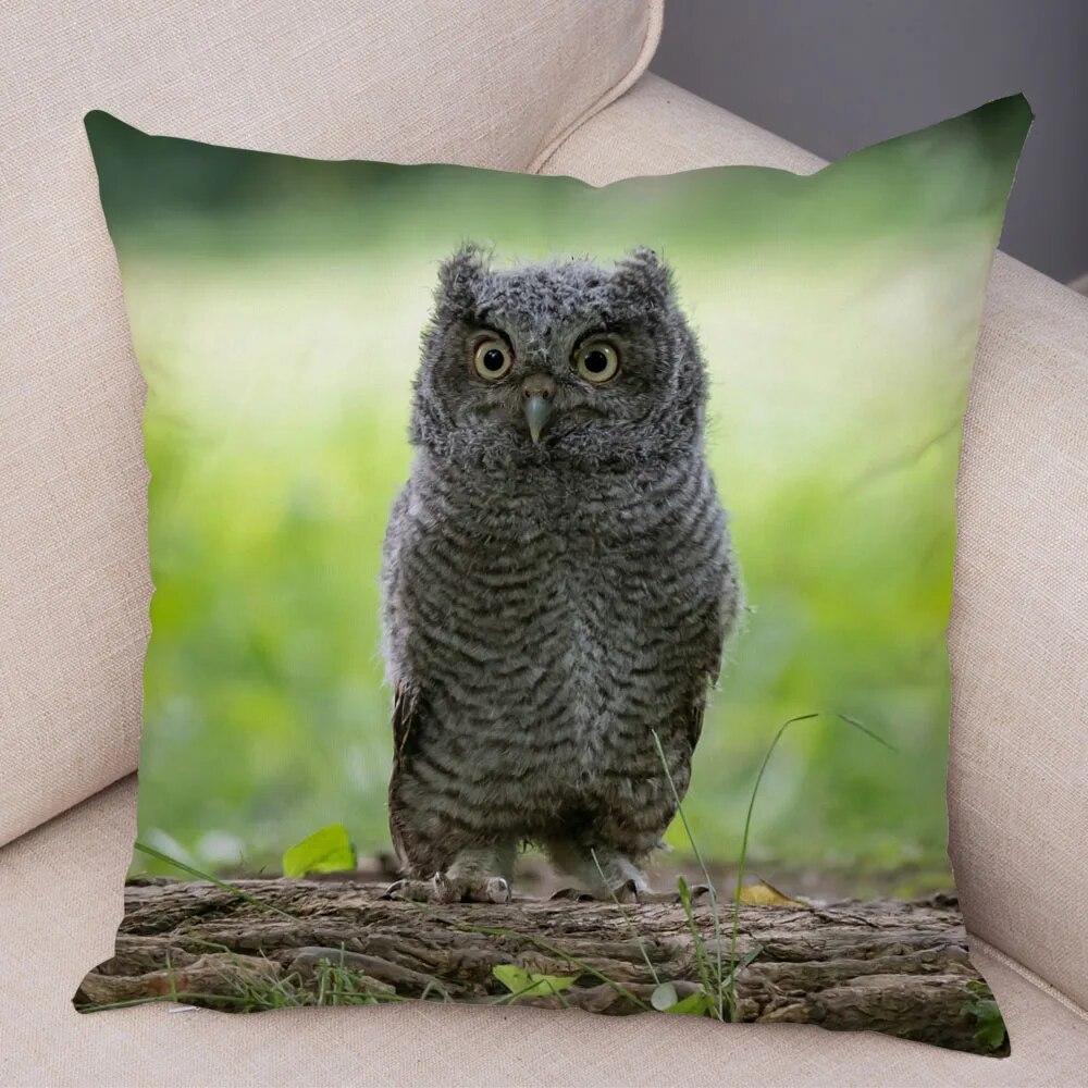 Cute Animal Pillowcase Wild Owl Cushion Cover Decorative Pillowcase Sofa Home Children's Room