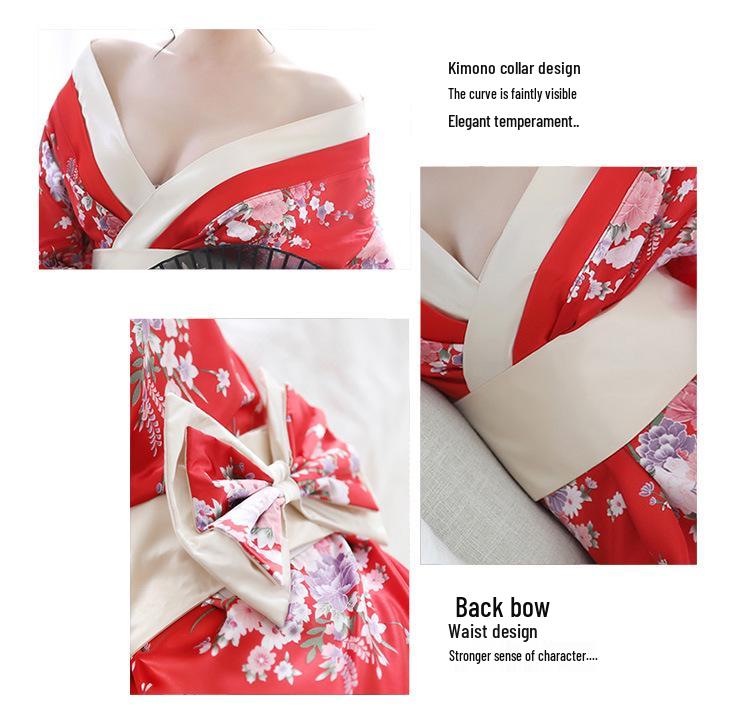 Meihuo Plus Size Japanese Kimono Lace-Up Temptation Set