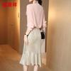 Hengyuanxiang Women's Silk Blend Tie-Neck Long Sleeve Blouse